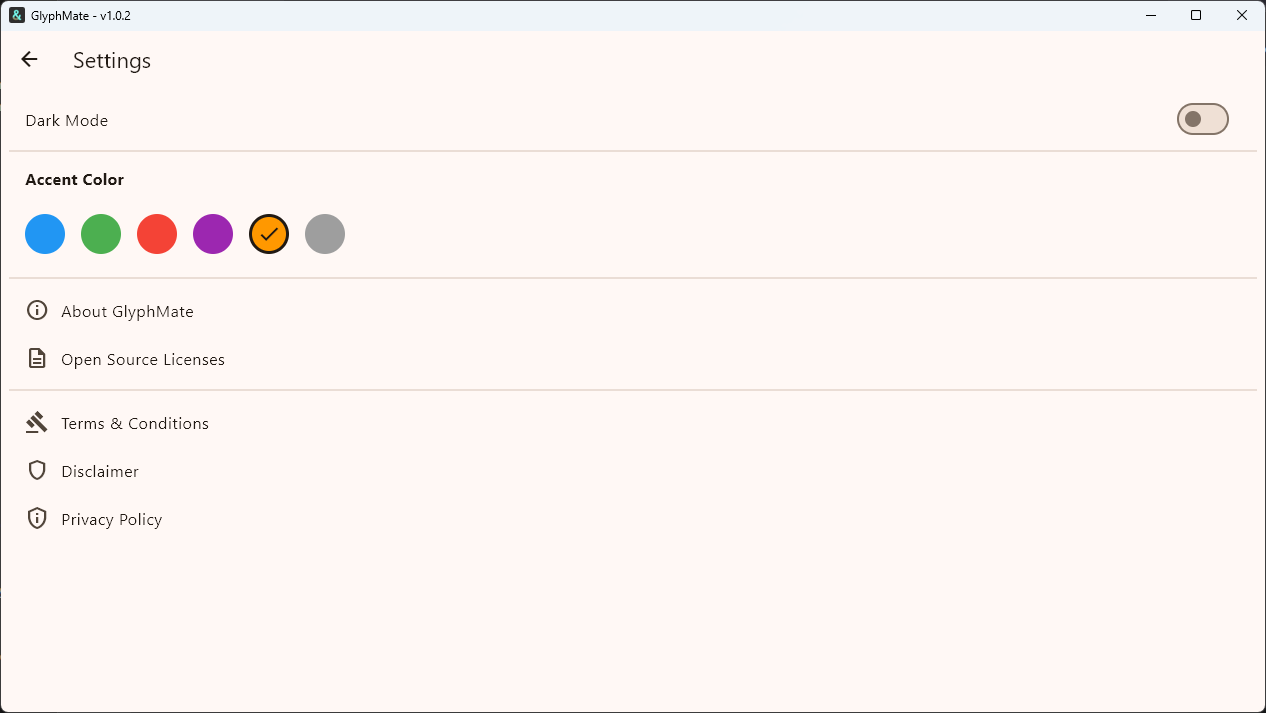 Glyphmate settings